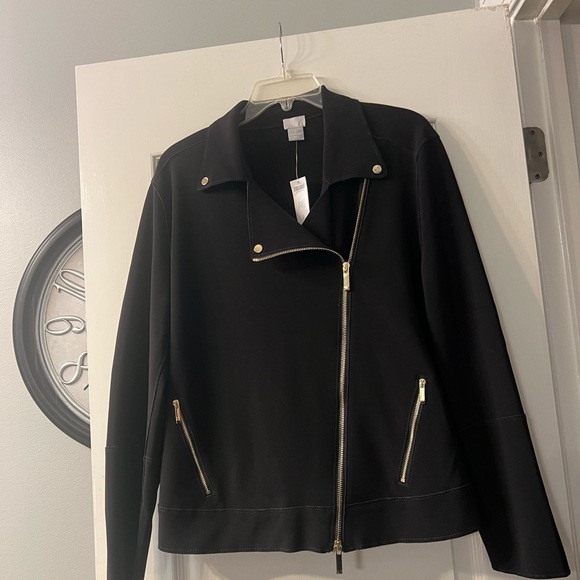 NWT Chico’s black moto jacket size 2 - Picture 2 of 12